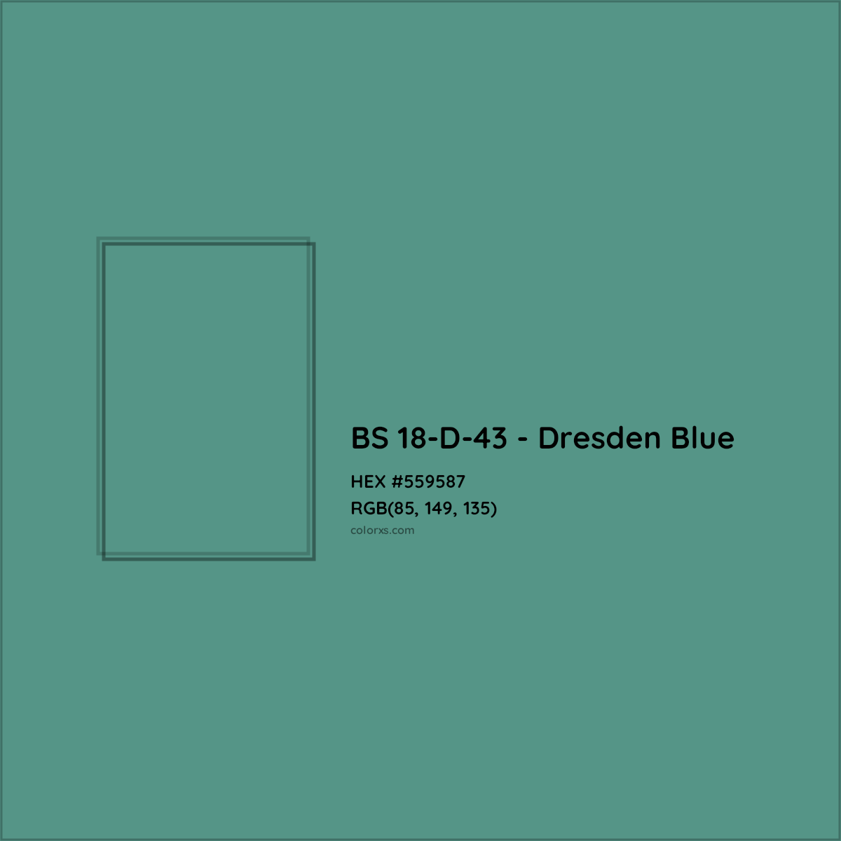 HEX #559587 BS 18-D-43 - Dresden Blue CMS British Standard 4800 - Color Code