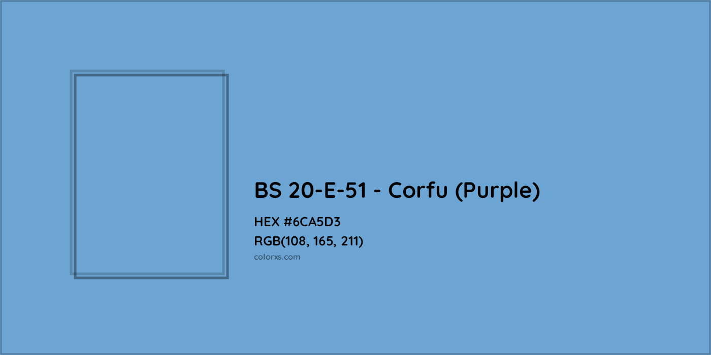 HEX #6CA5D3 BS 20-E-51 - Corfu (Purple) CMS British Standard 4800 - Color Code