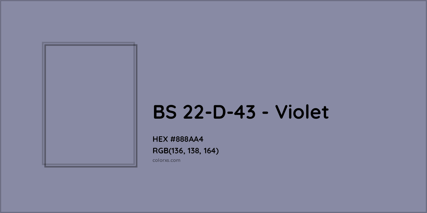 HEX #888AA4 BS 22-D-43 - Violet CMS British Standard 4800 - Color Code