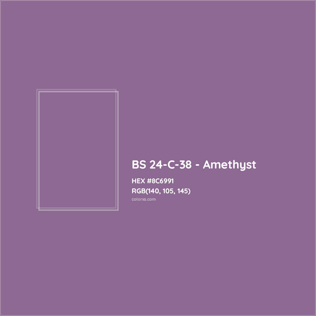 HEX #8C6991 BS 24-C-38 - Amethyst CMS British Standard 4800 - Color Code