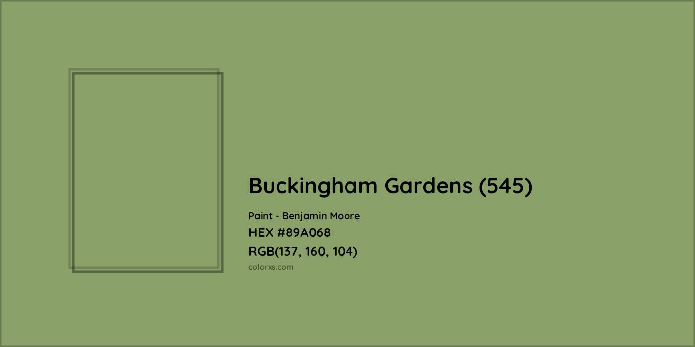 HEX #89A068 Buckingham Gardens (545) Paint Benjamin Moore - Color Code