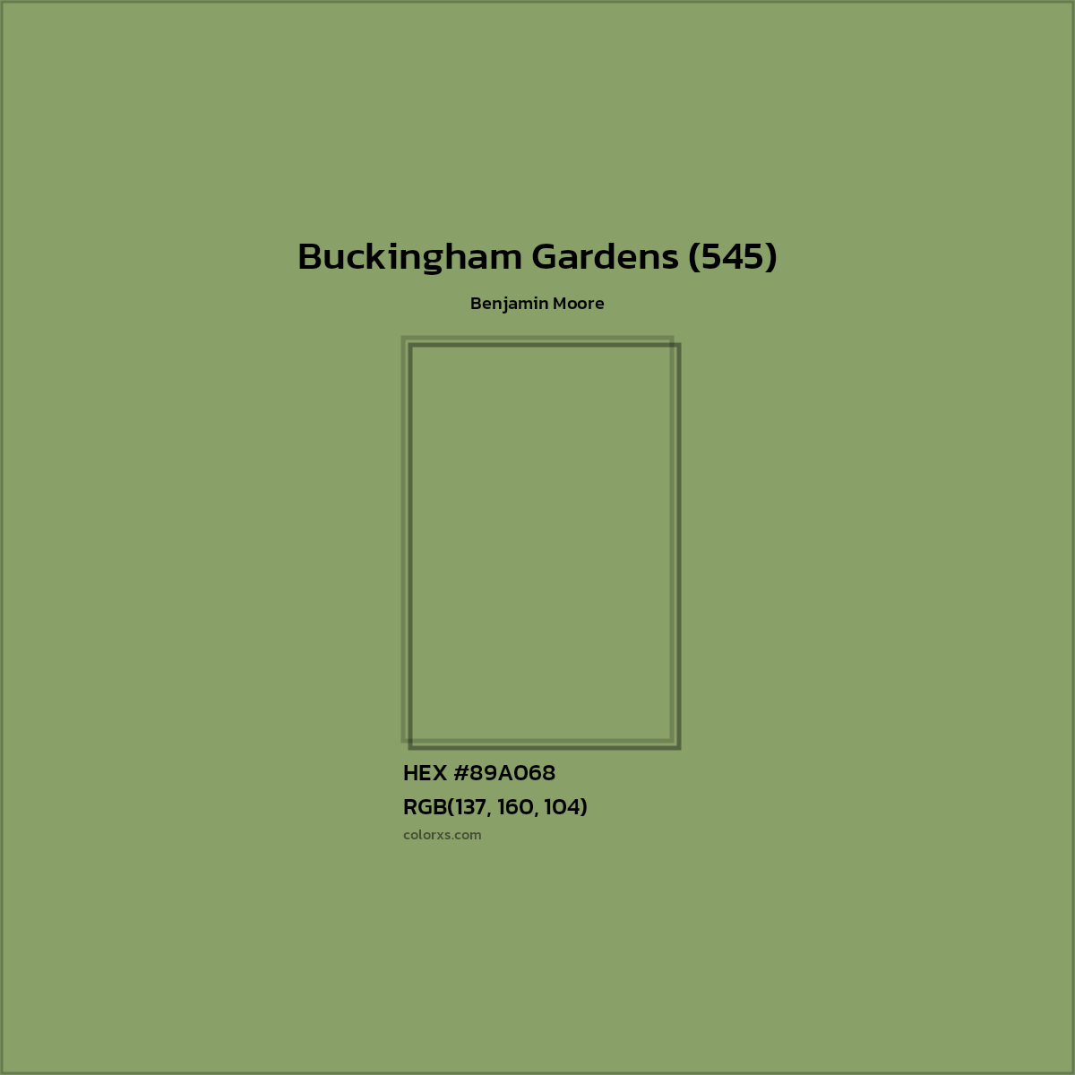 HEX #89A068 Buckingham Gardens (545) Paint Benjamin Moore - Color Code