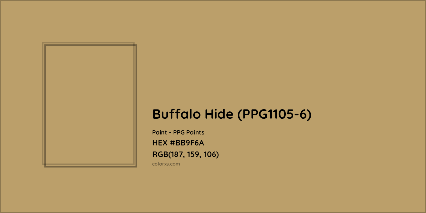HEX #BB9F6A Buffalo Hide (PPG1105-6) Paint PPG Paints - Color Code