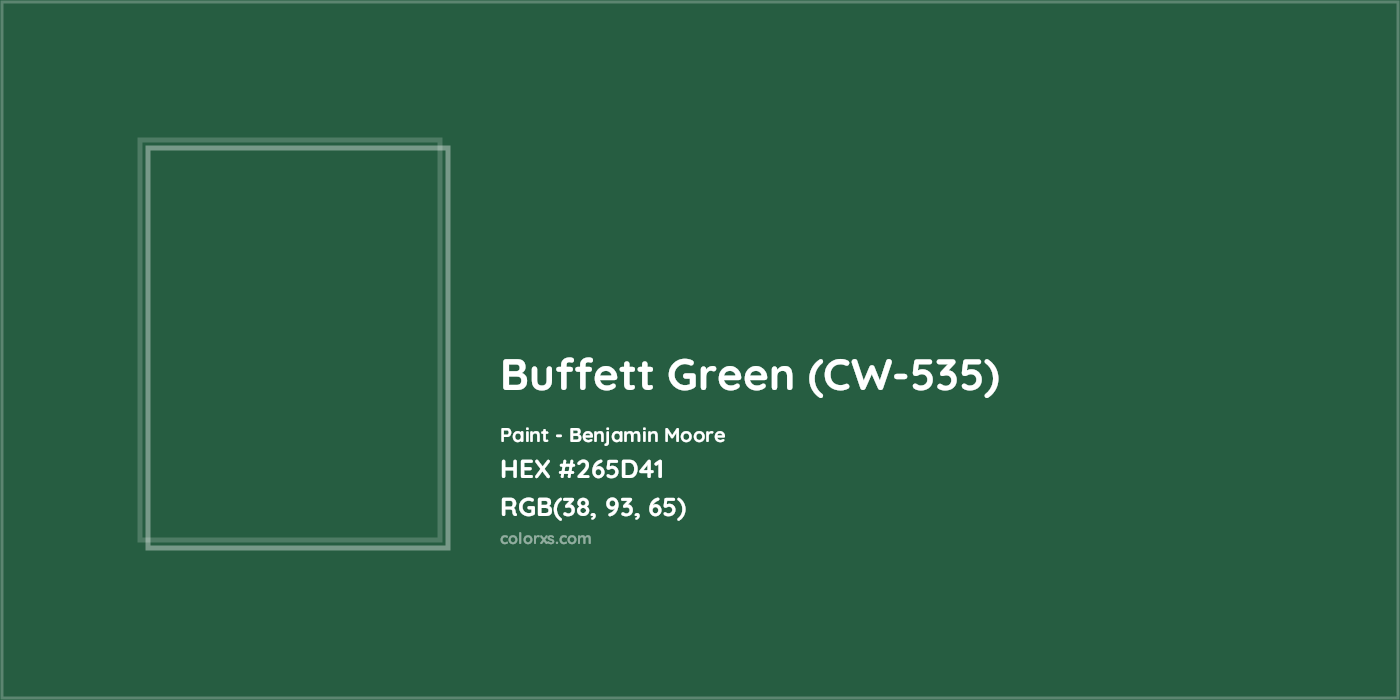 HEX #265D41 Buffett Green (CW-535) Paint Benjamin Moore - Color Code