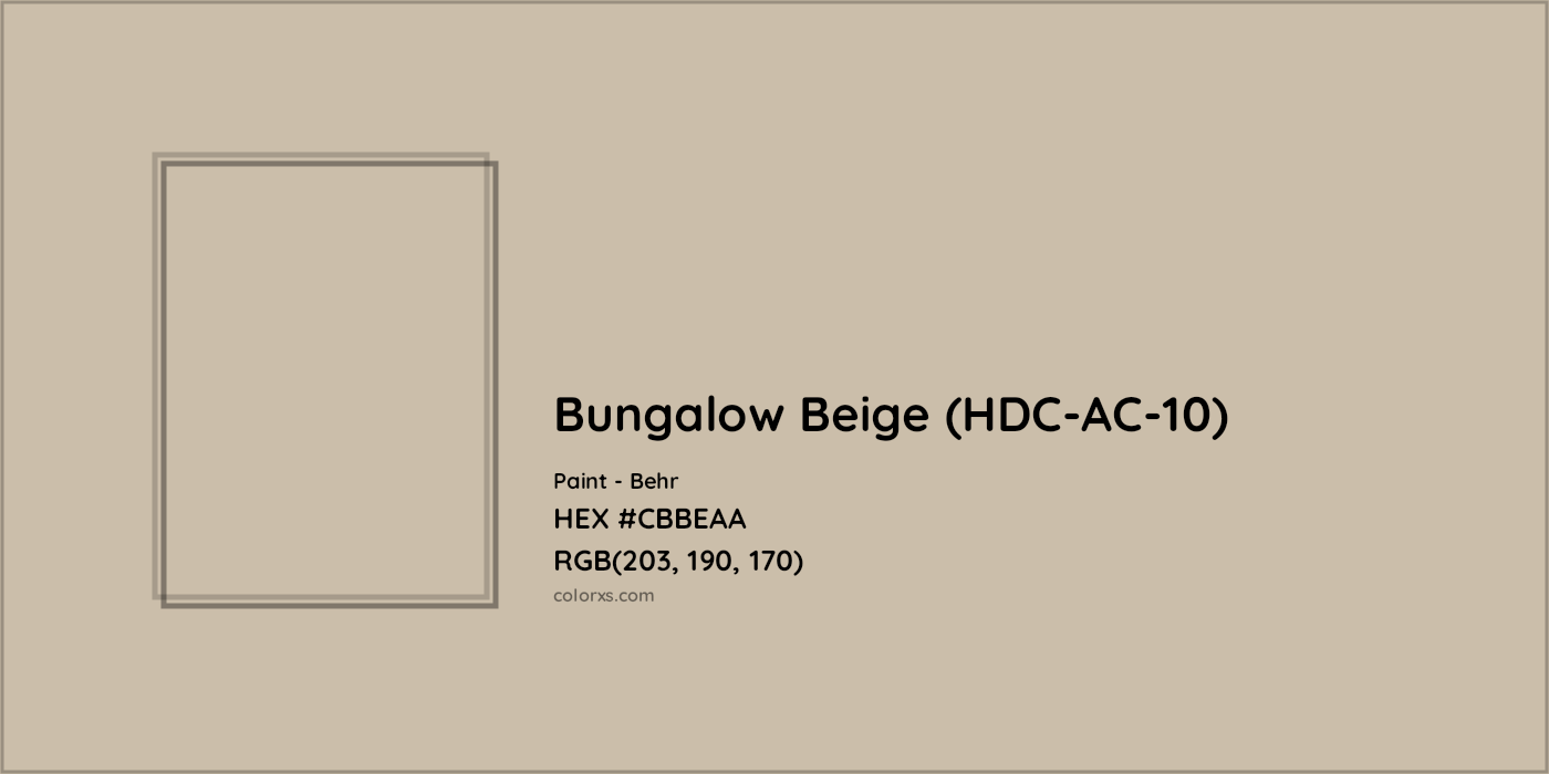 HEX #CBBEAA Bungalow Beige (HDC-AC-10) Paint Behr - Color Code