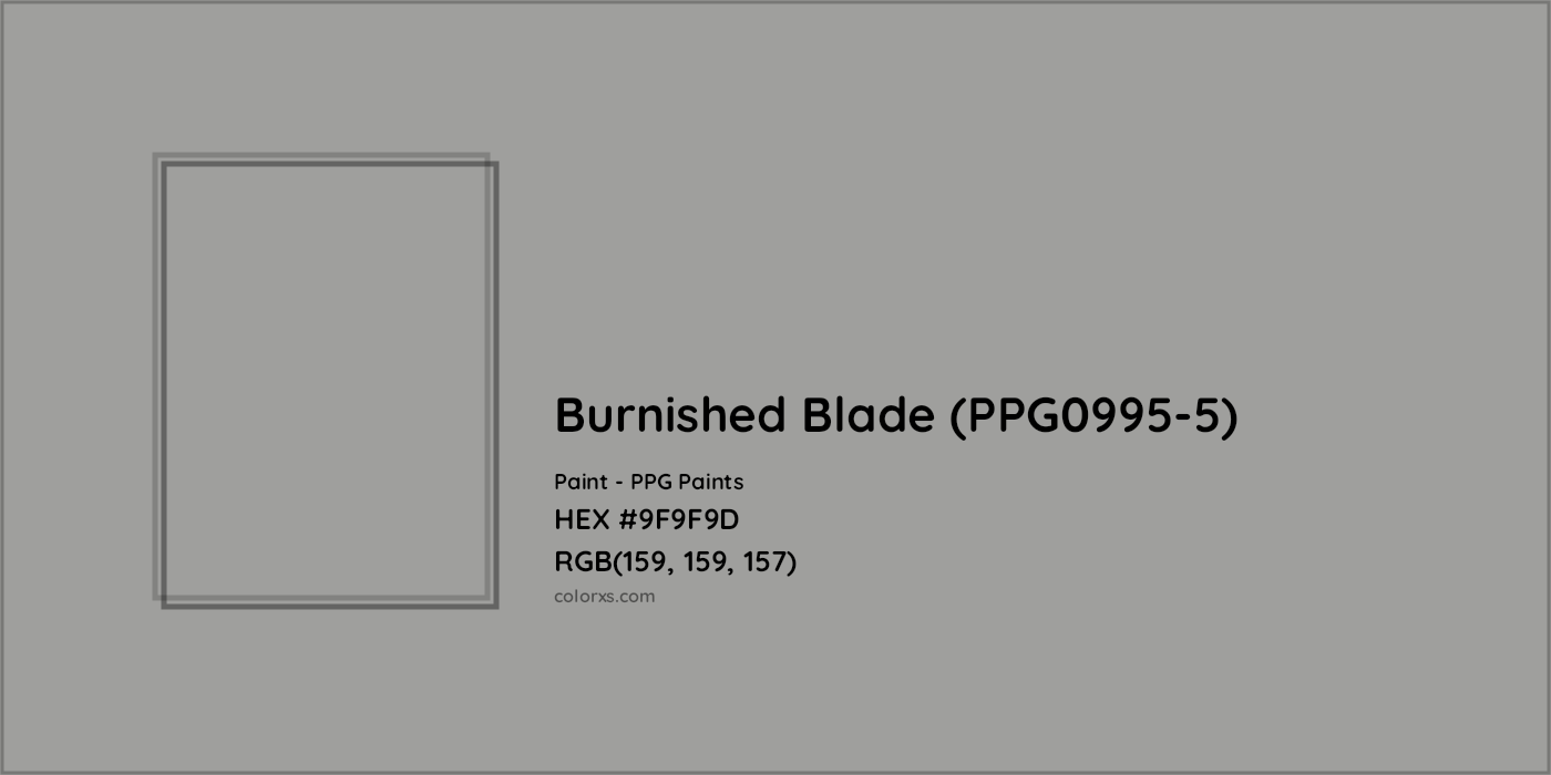 HEX #9F9F9D Burnished Blade (PPG0995-5) Paint PPG Paints - Color Code