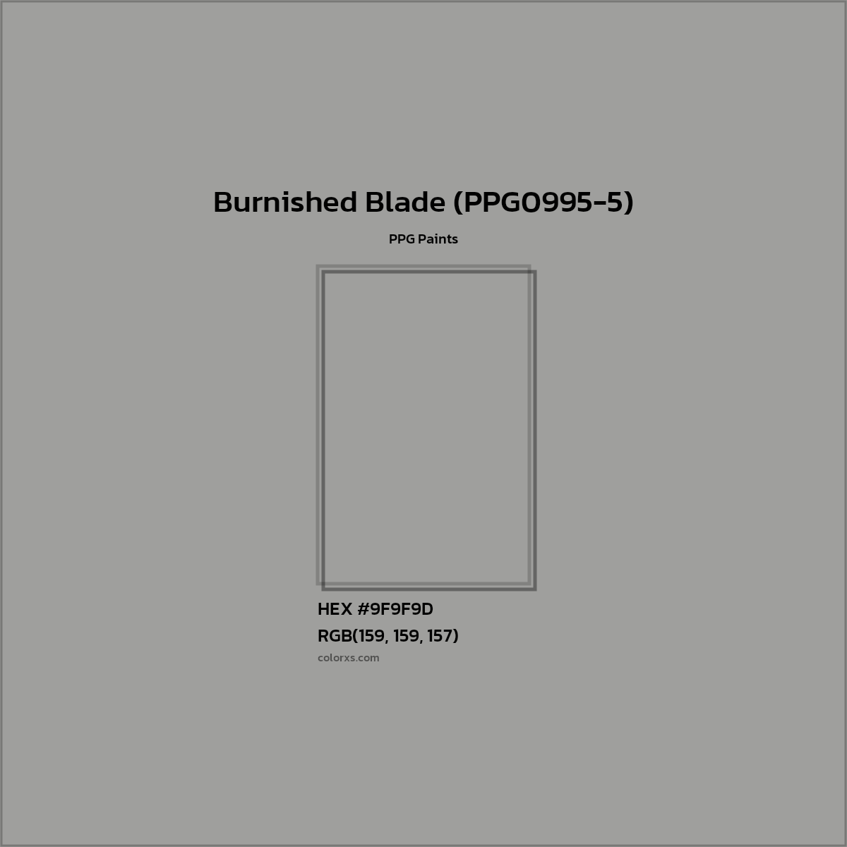 HEX #9F9F9D Burnished Blade (PPG0995-5) Paint PPG Paints - Color Code