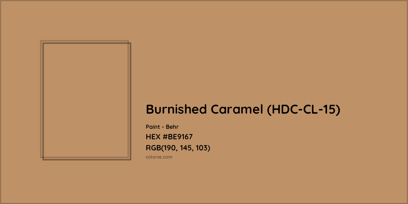 HEX #BE9167 Burnished Caramel (HDC-CL-15) Paint Behr - Color Code