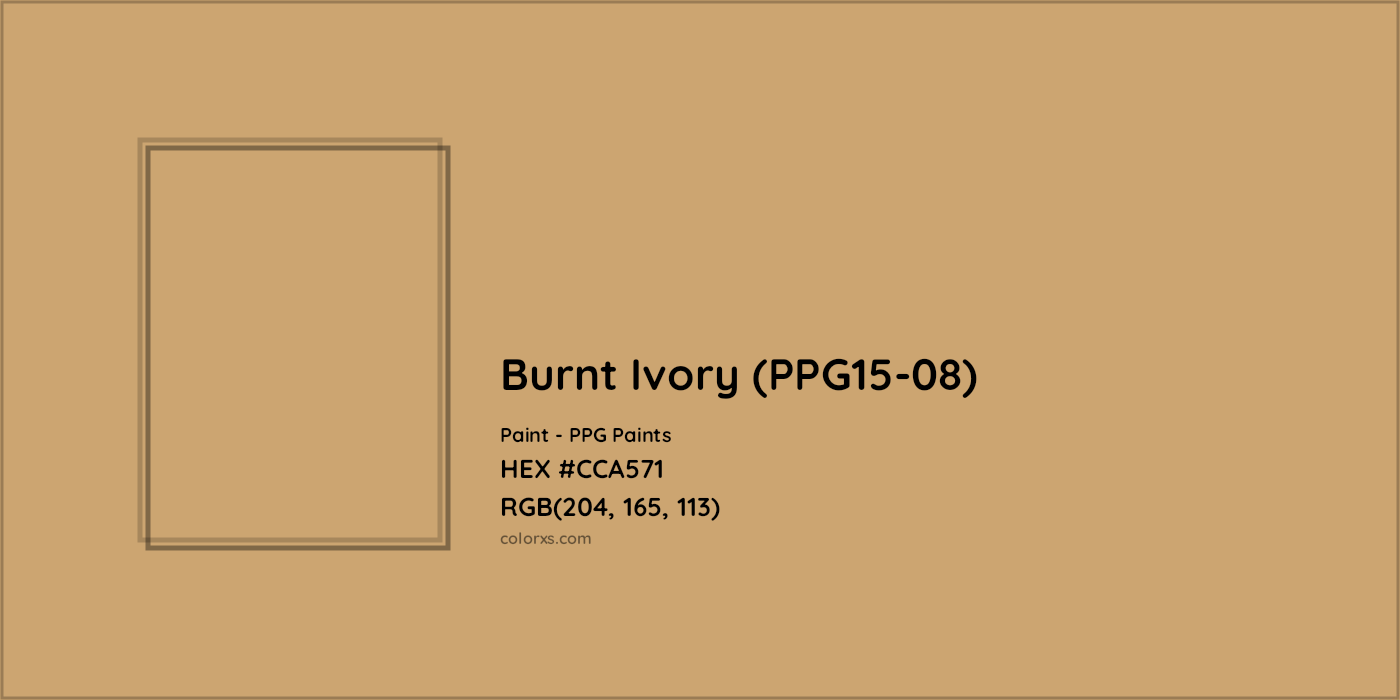 HEX #CCA571 Burnt Ivory (PPG15-08) Paint PPG Paints - Color Code
