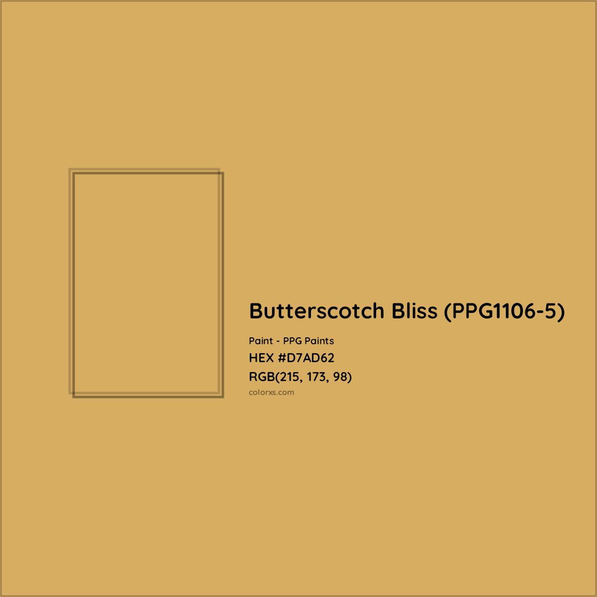 HEX #D7AD62 Butterscotch Bliss (PPG1106-5) Paint PPG Paints - Color Code