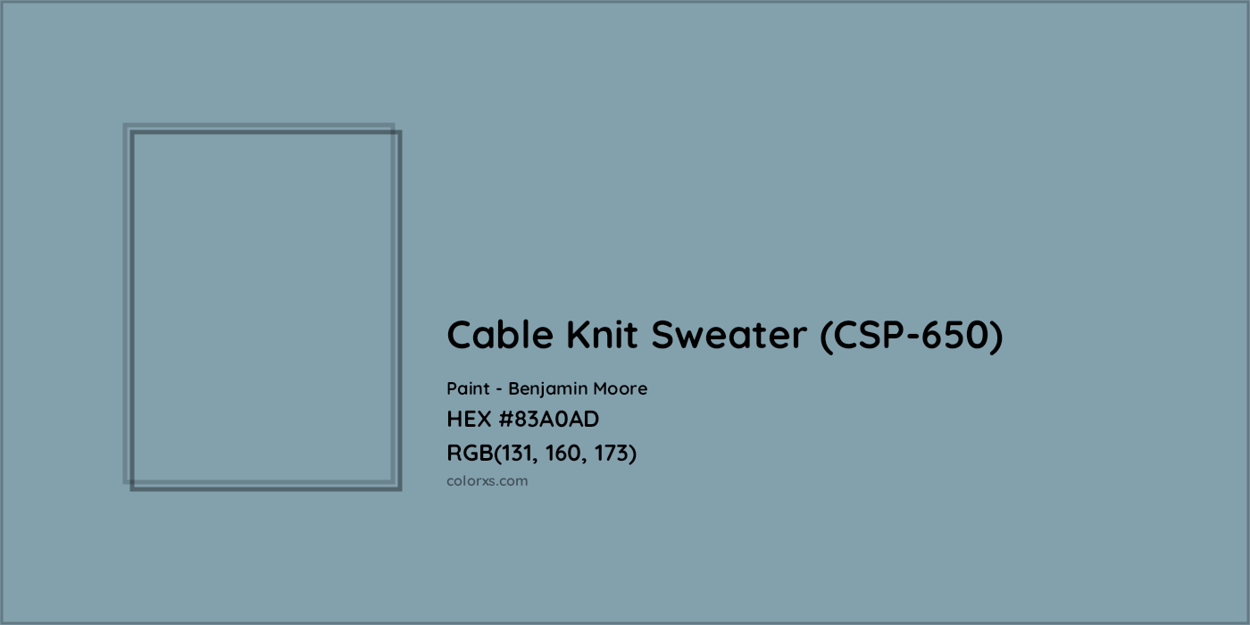 HEX #83A0AD Cable Knit Sweater (CSP-650) Paint Benjamin Moore - Color Code