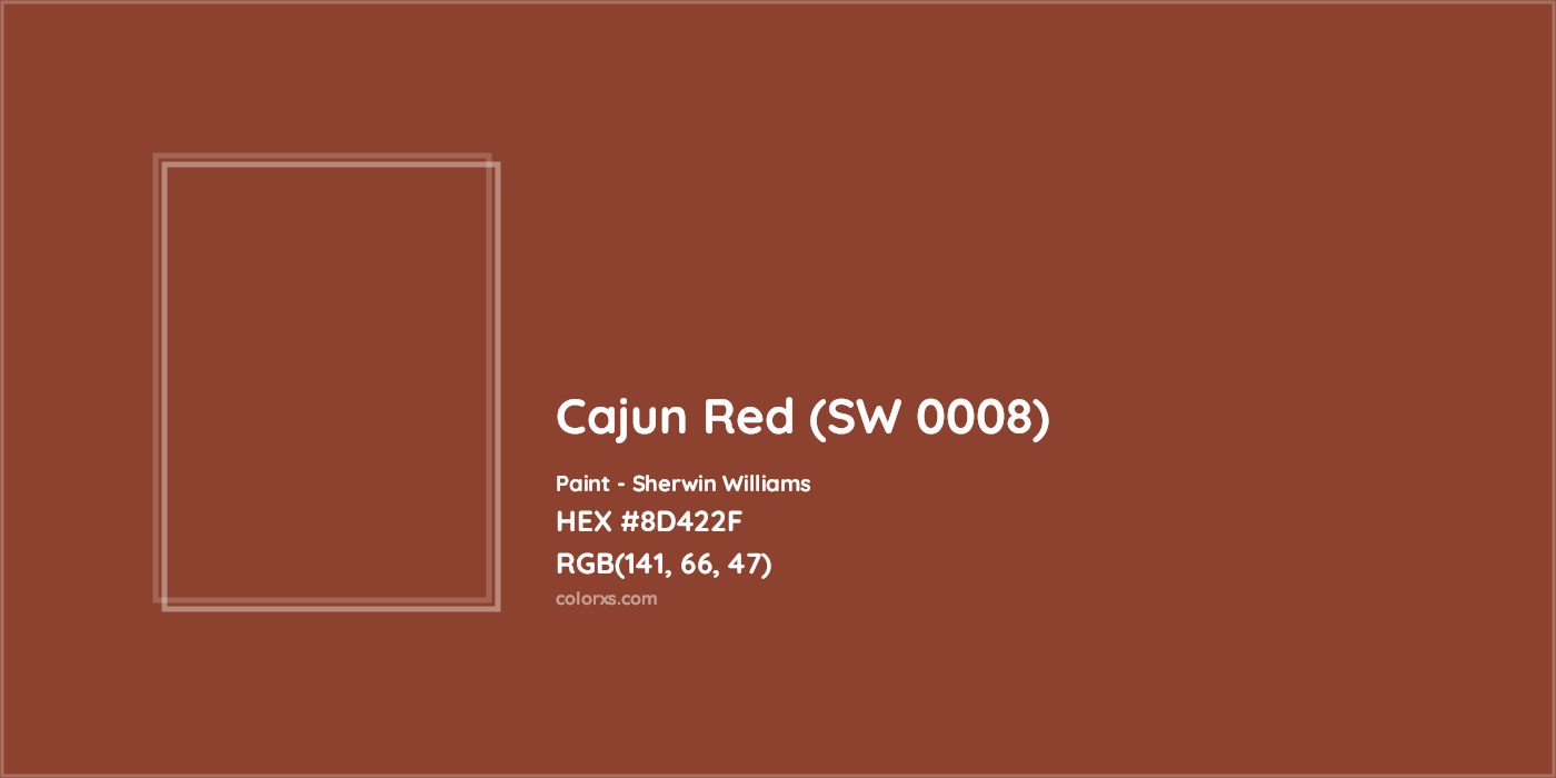 HEX #8D422F Cajun Red (SW 0008) Paint Sherwin Williams - Color Code