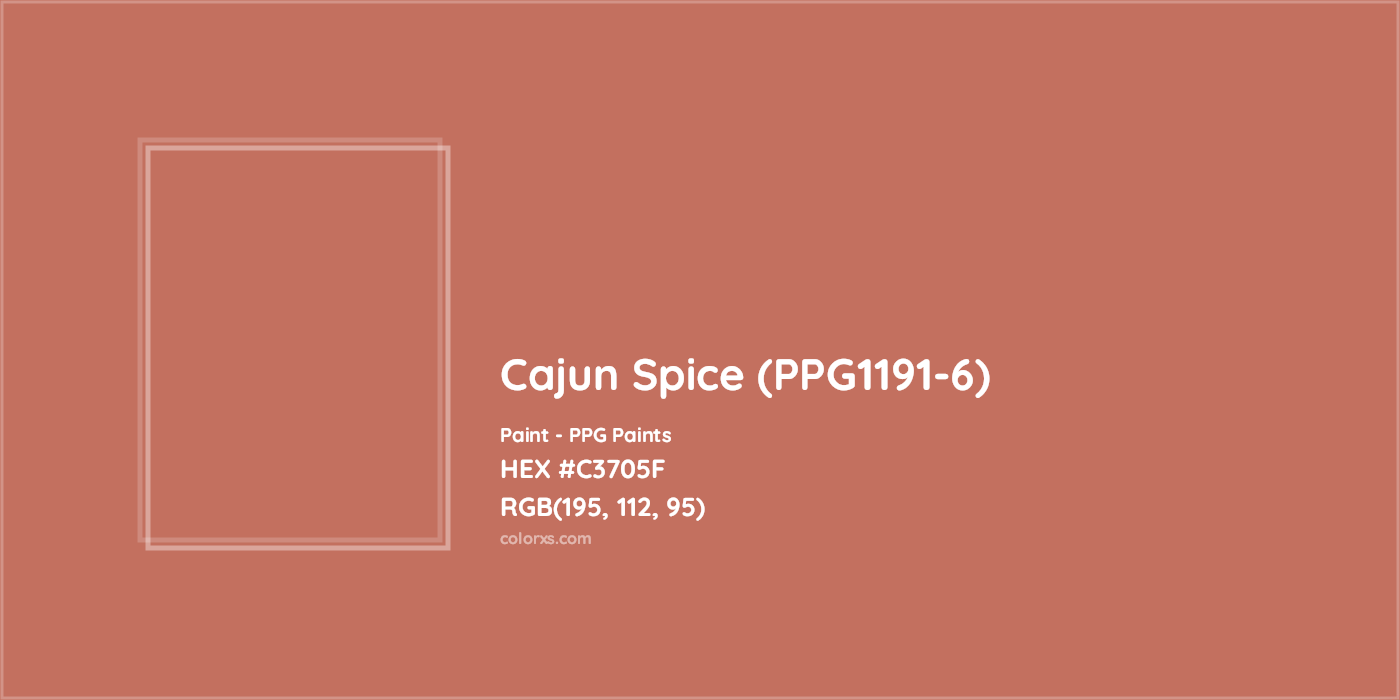 HEX #C3705F Cajun Spice (PPG1191-6) Paint PPG Paints - Color Code