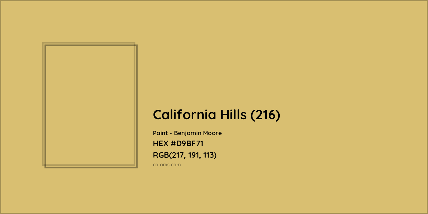 HEX #D9BF71 California Hills (216) Paint Benjamin Moore - Color Code