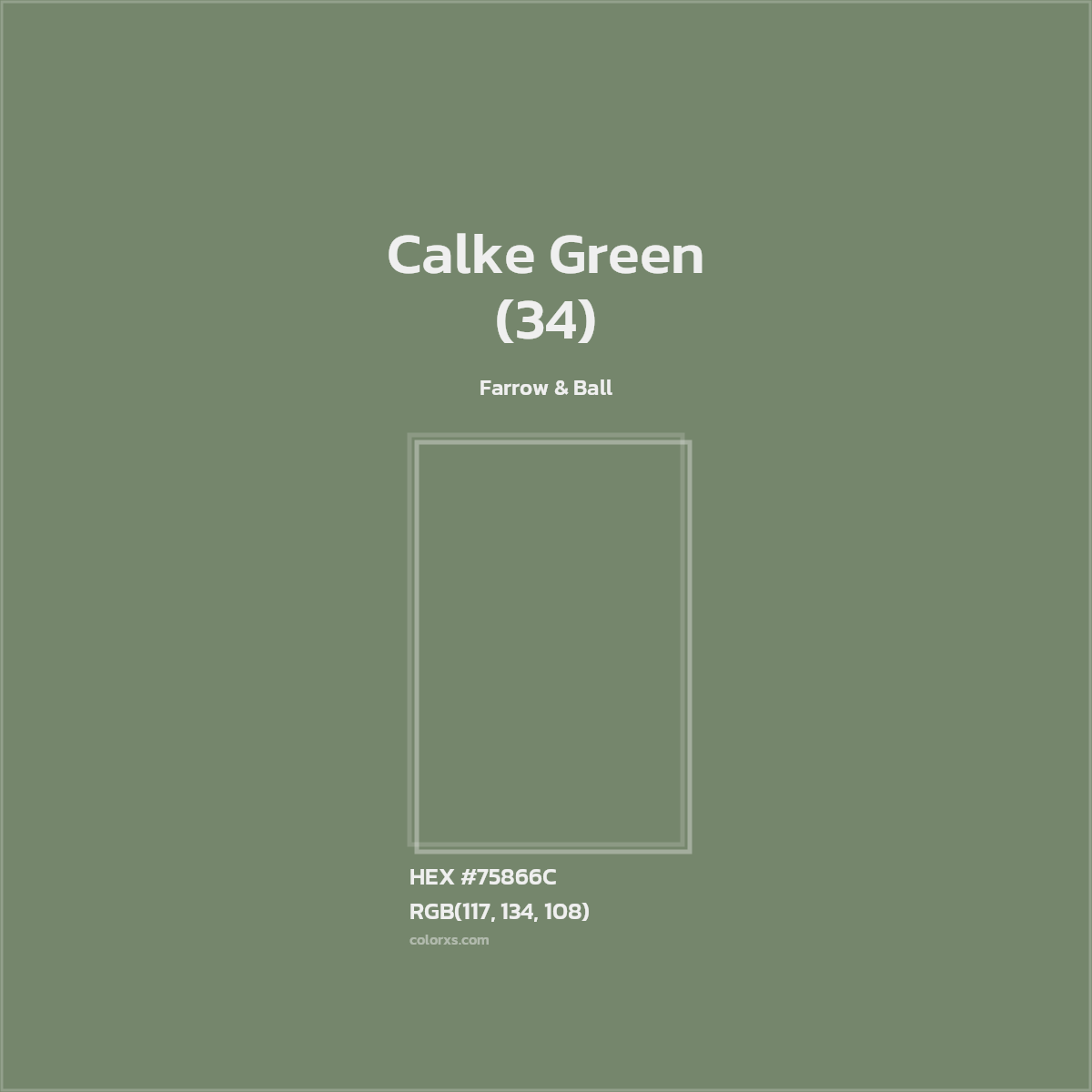 HEX #75866C Calke Green (34) Paint Farrow & Ball - Color Code