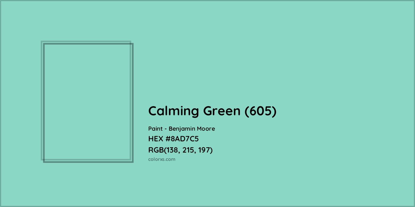 HEX #8AD7C5 Calming Green (605) Paint Benjamin Moore - Color Code