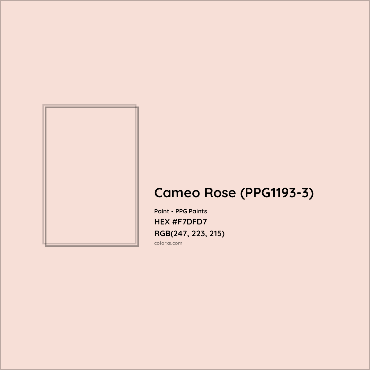 HEX #F7DFD7 Cameo Rose (PPG1193-3) Paint PPG Paints - Color Code