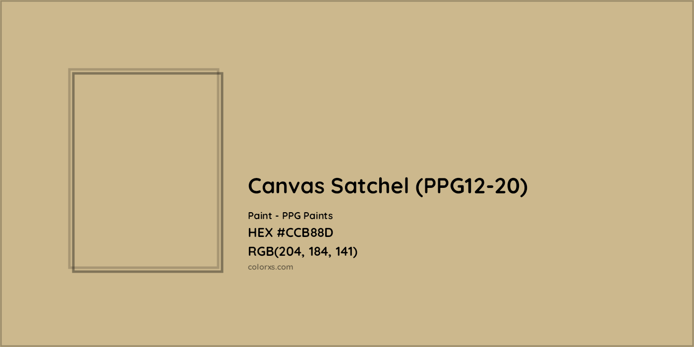 HEX #CCB88D Canvas Satchel (PPG12-20) Paint PPG Paints - Color Code