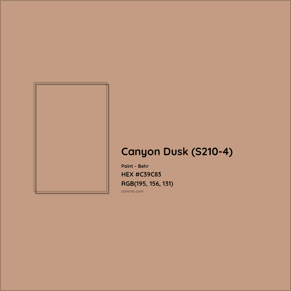 HEX #C39C83 Canyon Dusk (S210-4) Paint Behr - Color Code