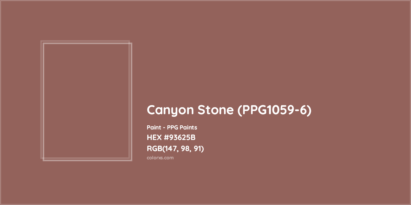 HEX #93625B Canyon Stone (PPG1059-6) Paint PPG Paints - Color Code