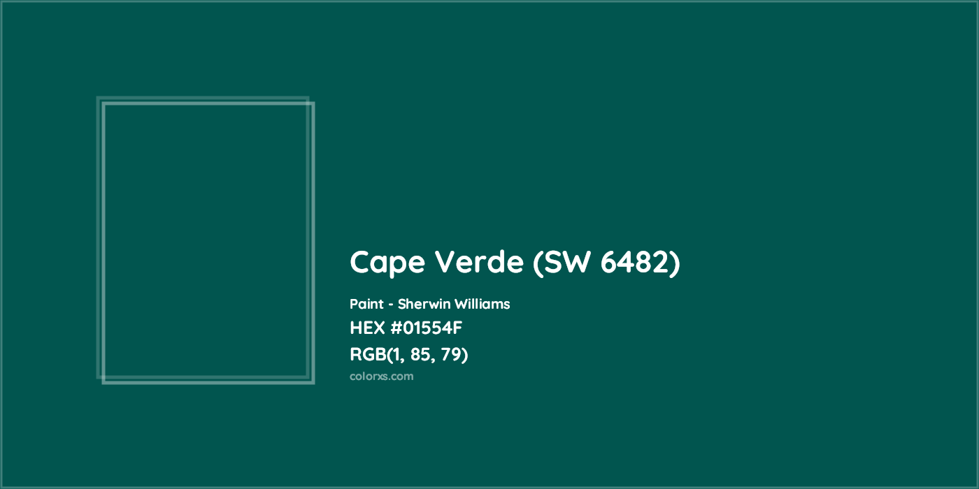 HEX #01554F Cape Verde (SW 6482) Paint Sherwin Williams - Color Code