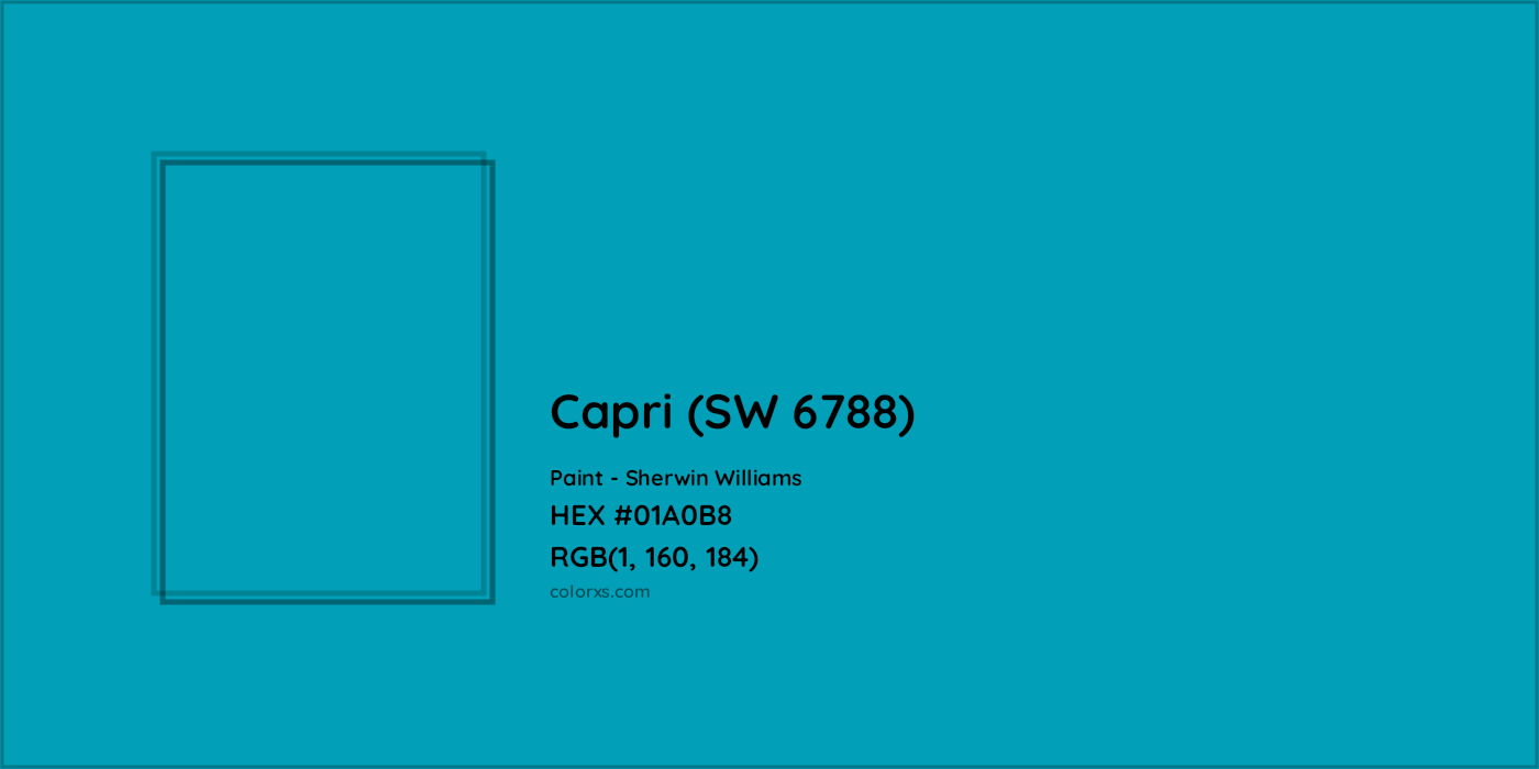 HEX #01A0B8 Capri (SW 6788) Paint Sherwin Williams - Color Code