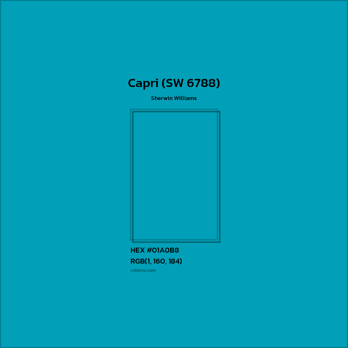 HEX #01A0B8 Capri (SW 6788) Paint Sherwin Williams - Color Code