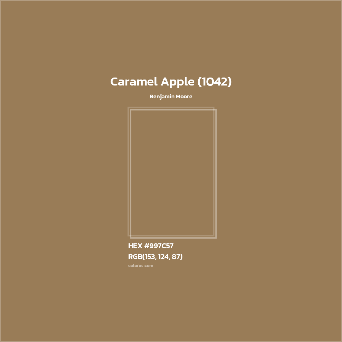 HEX #997C57 Caramel Apple (1042) Paint Benjamin Moore - Color Code