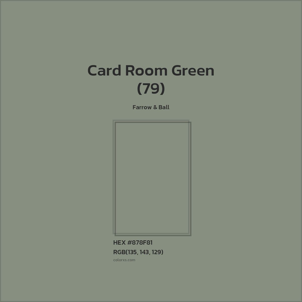 HEX #878F81 Card Room Green (79) Paint Farrow & Ball - Color Code