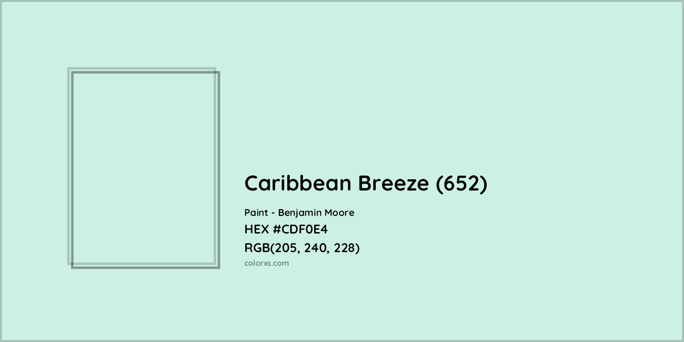 HEX #CDF0E4 Caribbean Breeze (652) Paint Benjamin Moore - Color Code