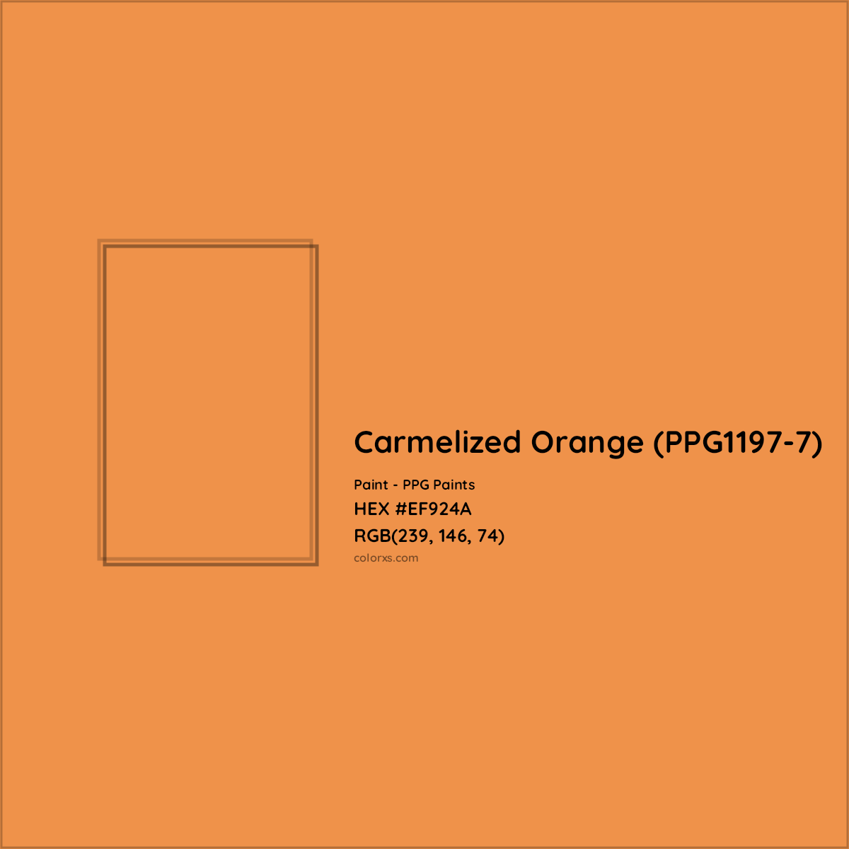 HEX #EF924A Carmelized Orange (PPG1197-7) Paint PPG Paints - Color Code