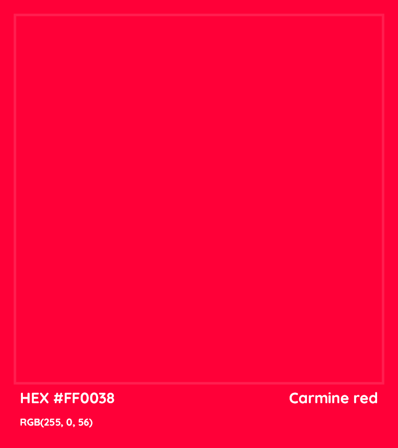 HEX #FF0038 Carmine red Color - Color Code