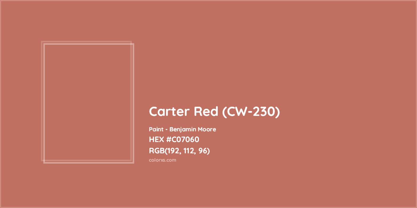 HEX #C07060 Carter Red (CW-230) Paint Benjamin Moore - Color Code