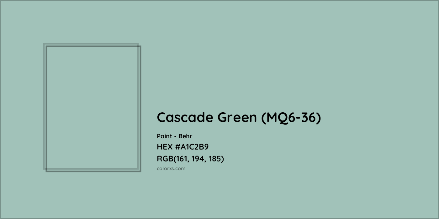 HEX #A1C2B9 Cascade Green (MQ6-36) Paint Behr - Color Code