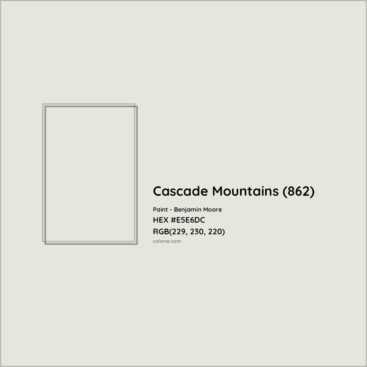HEX #E5E6DC Cascade Mountains (862) Paint Benjamin Moore - Color Code