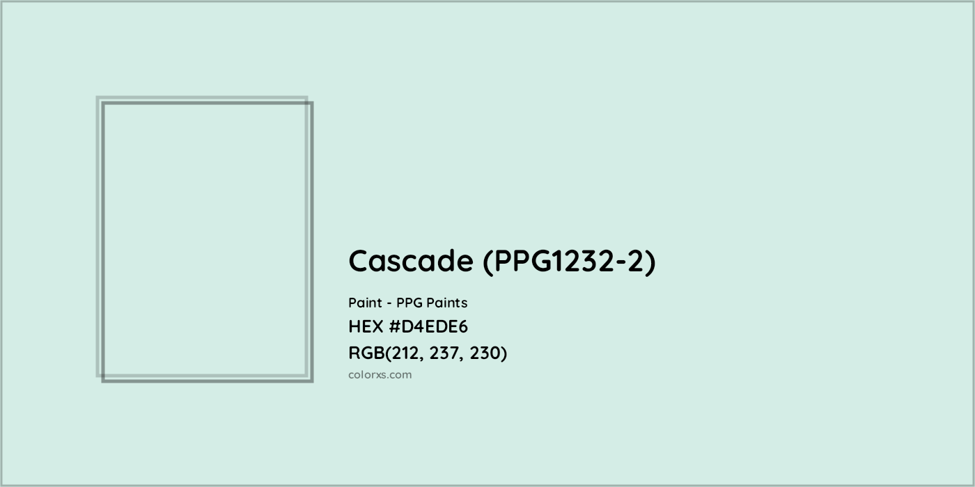 HEX #D4EDE6 Cascade (PPG1232-2) Paint PPG Paints - Color Code