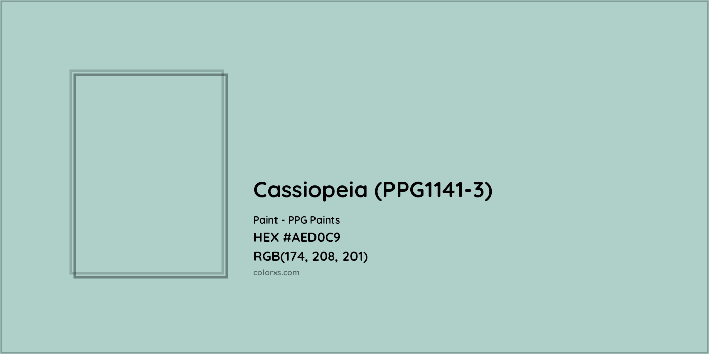 HEX #AED0C9 Cassiopeia (PPG1141-3) Paint PPG Paints - Color Code