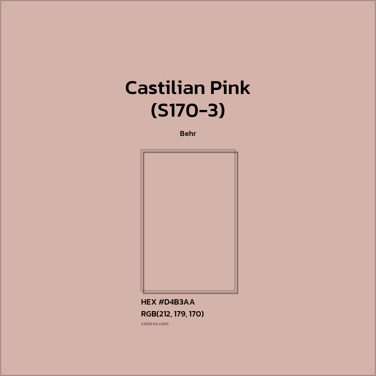 HEX #D4B3AA Castilian Pink (S170-3) Paint Behr - Color Code