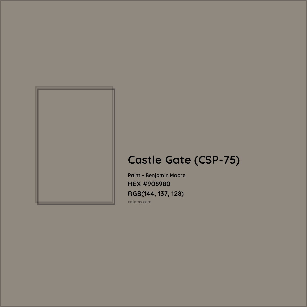 HEX #908980 Castle Gate (CSP-75) Paint Benjamin Moore - Color Code