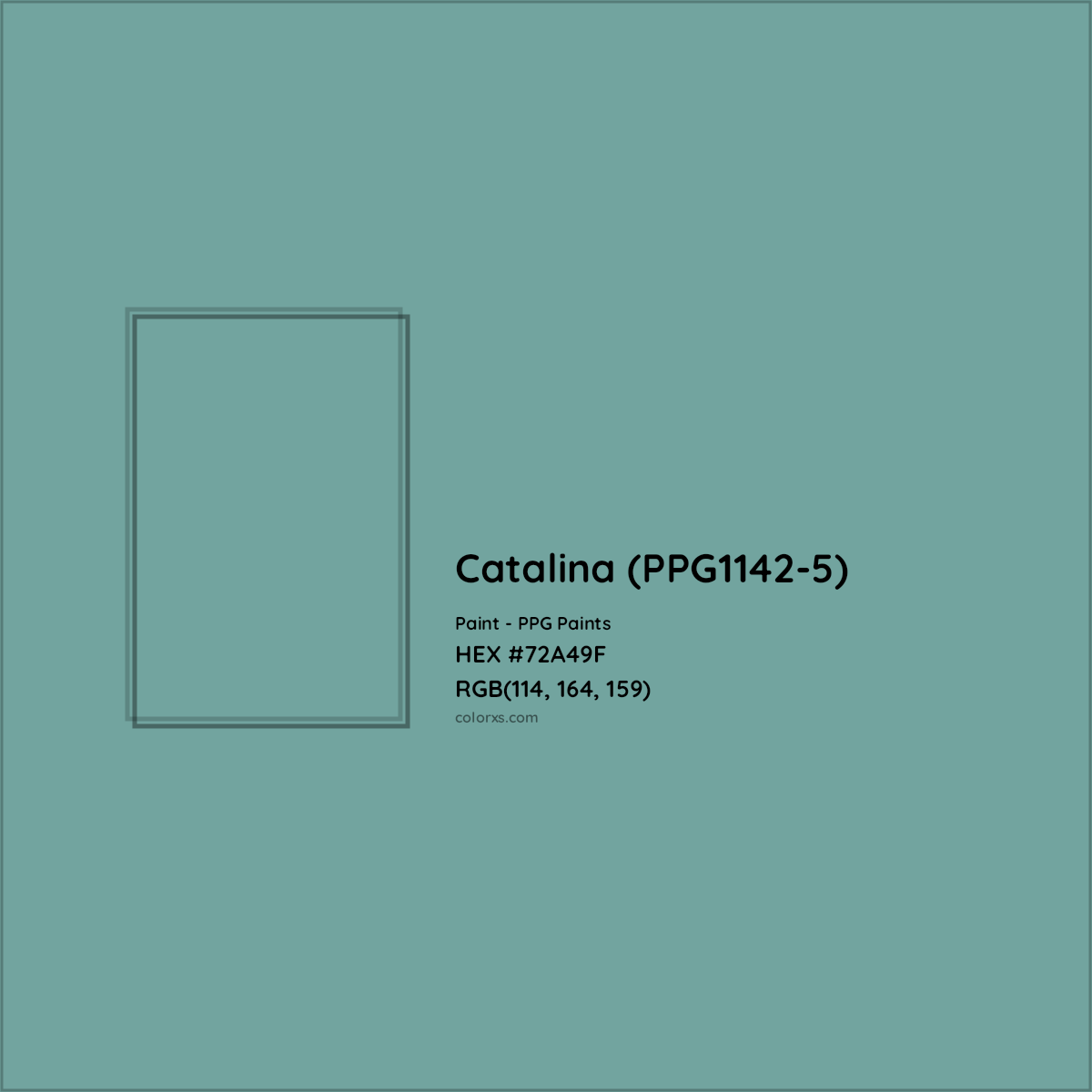 HEX #72A49F Catalina (PPG1142-5) Paint PPG Paints - Color Code