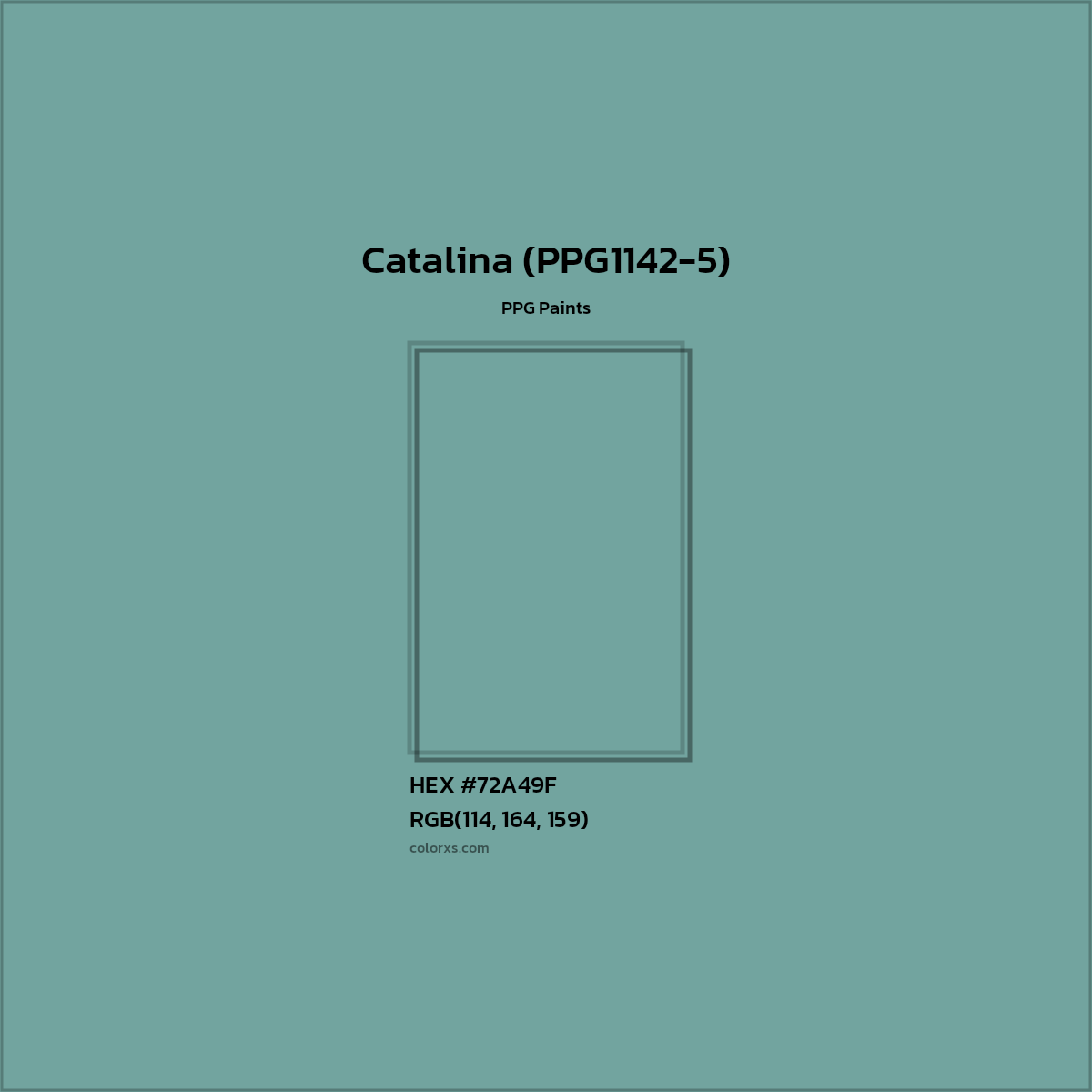 HEX #72A49F Catalina (PPG1142-5) Paint PPG Paints - Color Code