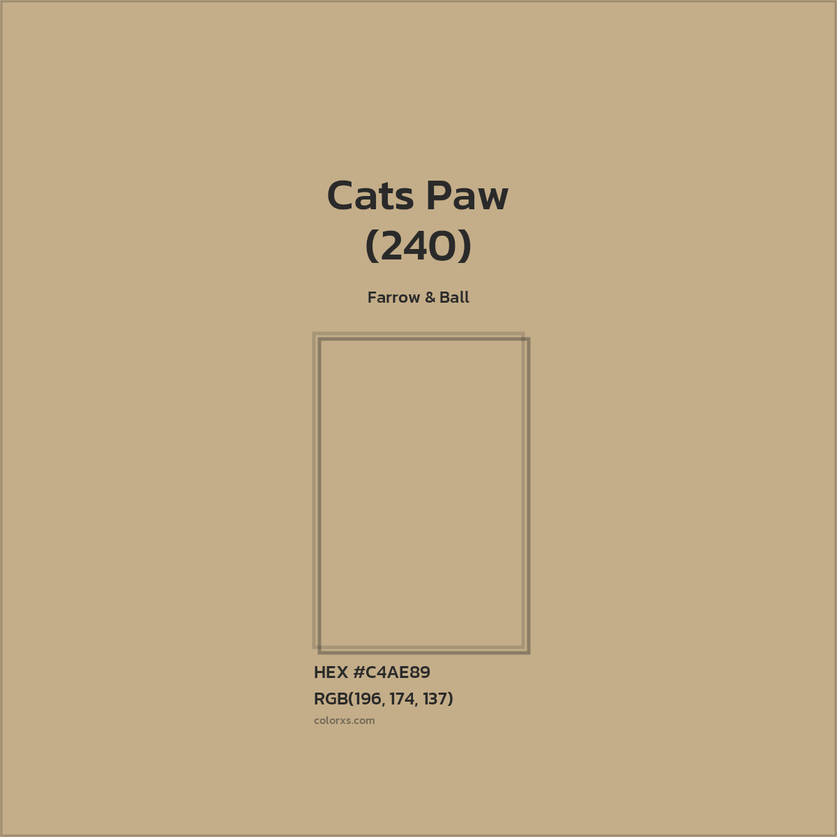 HEX #C4AE89 Cats Paw (240) Paint Farrow & Ball - Color Code