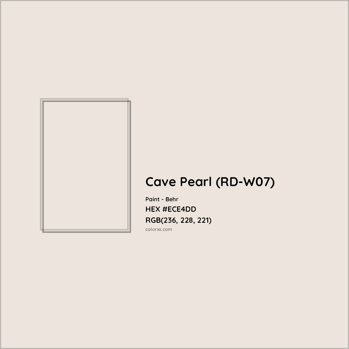 HEX #ECE4DD Cave Pearl (RD-W07) Paint Behr - Color Code