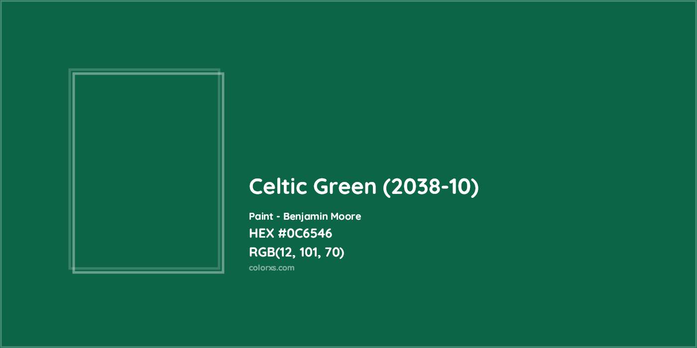 HEX #0C6546 Celtic Green (2038-10) Paint Benjamin Moore - Color Code