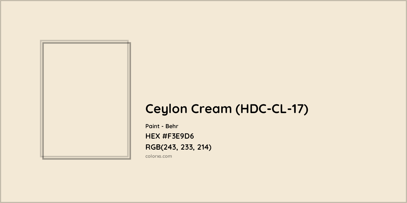 HEX #F3E9D6 Ceylon Cream (HDC-CL-17) Paint Behr - Color Code