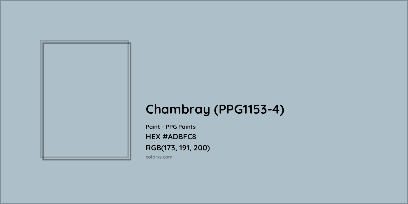 HEX #ADBFC8 Chambray (PPG1153-4) Paint PPG Paints - Color Code