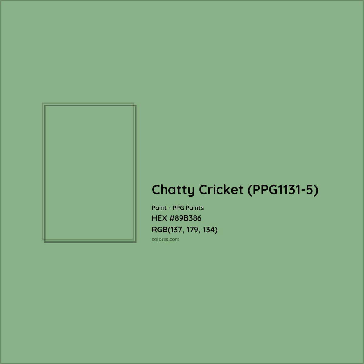 HEX #89B386 Chatty Cricket (PPG1131-5) Paint PPG Paints - Color Code