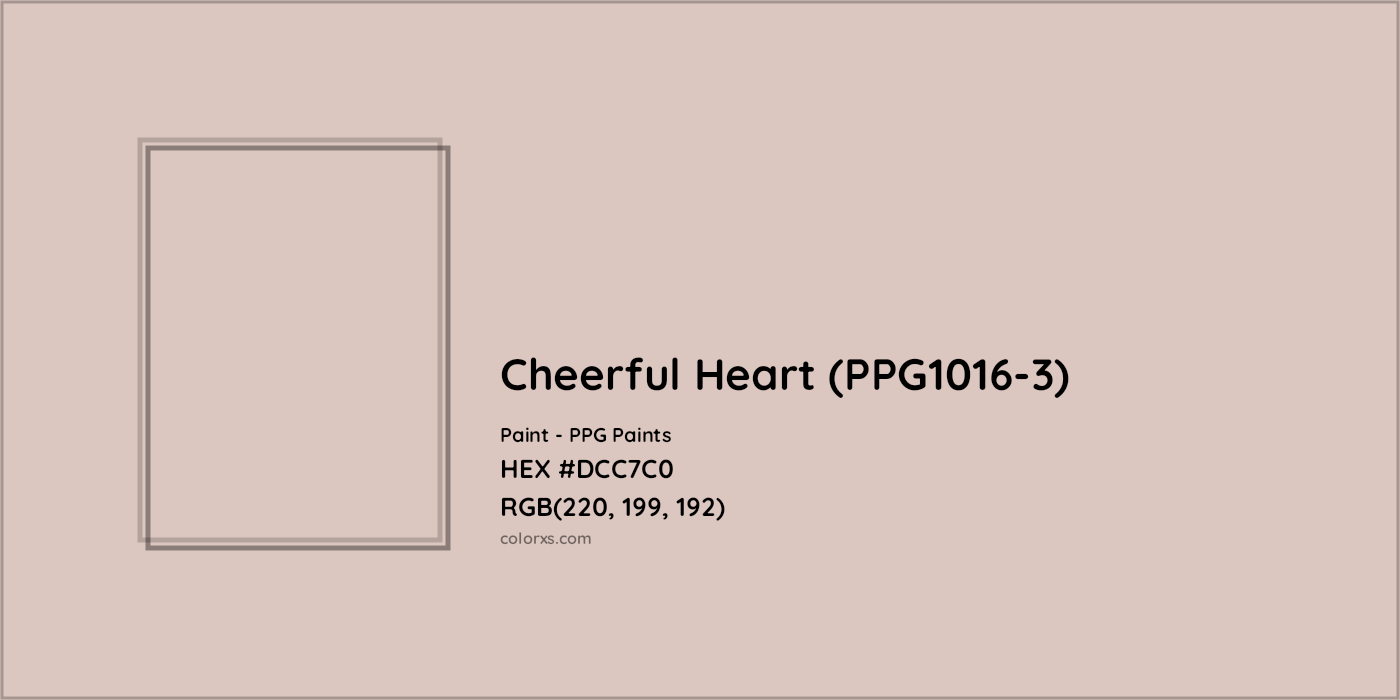 HEX #DCC7C0 Cheerful Heart (PPG1016-3) Paint PPG Paints - Color Code