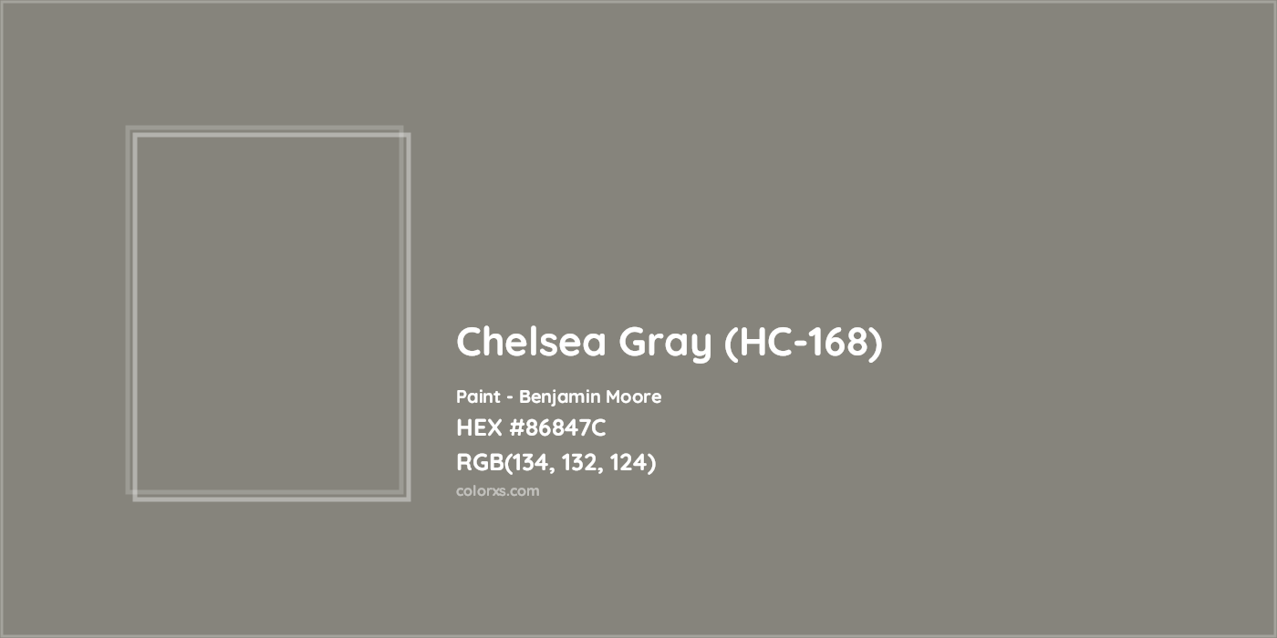 HEX #86847C Chelsea Gray (HC-168) Paint Benjamin Moore - Color Code