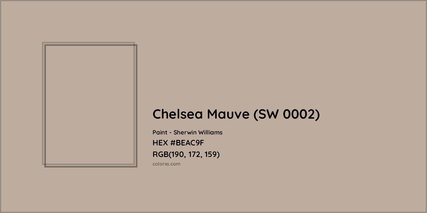 HEX #BEAC9F Chelsea Mauve (SW 0002) Paint Sherwin Williams - Color Code